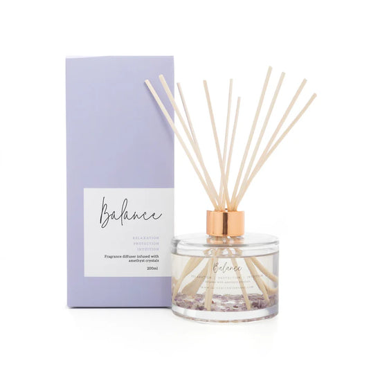 This is the perfect scent for bringing balance and harmony to any living space with its warm, sensual aroma. Infused with Amethyst crystals.  

Makes for a lovely home interior gift item for yourself.

BALANCE |  AMETHYST

Relaxation | Protection | Intuition

Jasmine, Coconut, Patchouli, Amber,  Tonka Bean, Vanilla, Musk