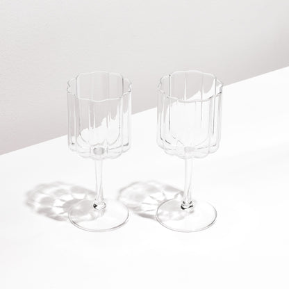 Two x Wave - Wine Glasses