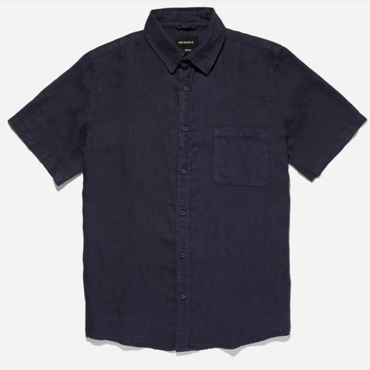 Mr Simple linen short sleeve shirt - Navy