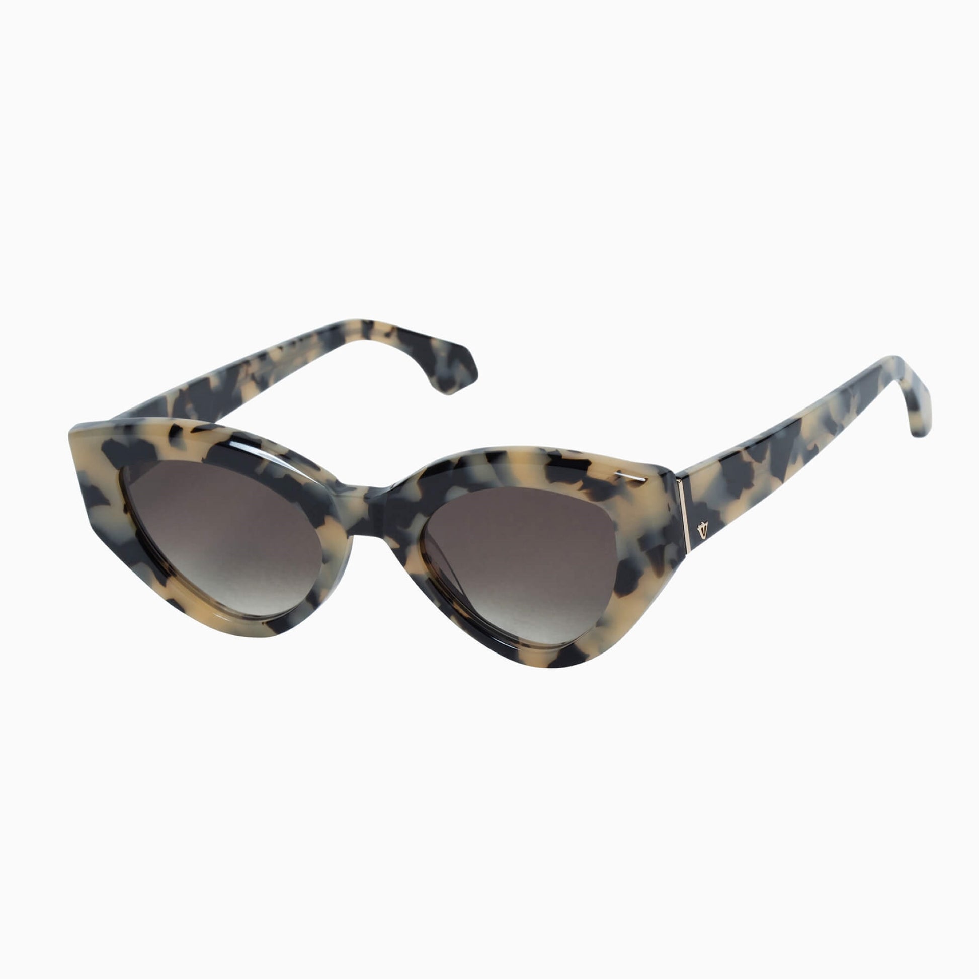 Valley Eye Wear Bones - Fawn Tort - Gold Metal Trim Polarised Sunglasses Front Close Up