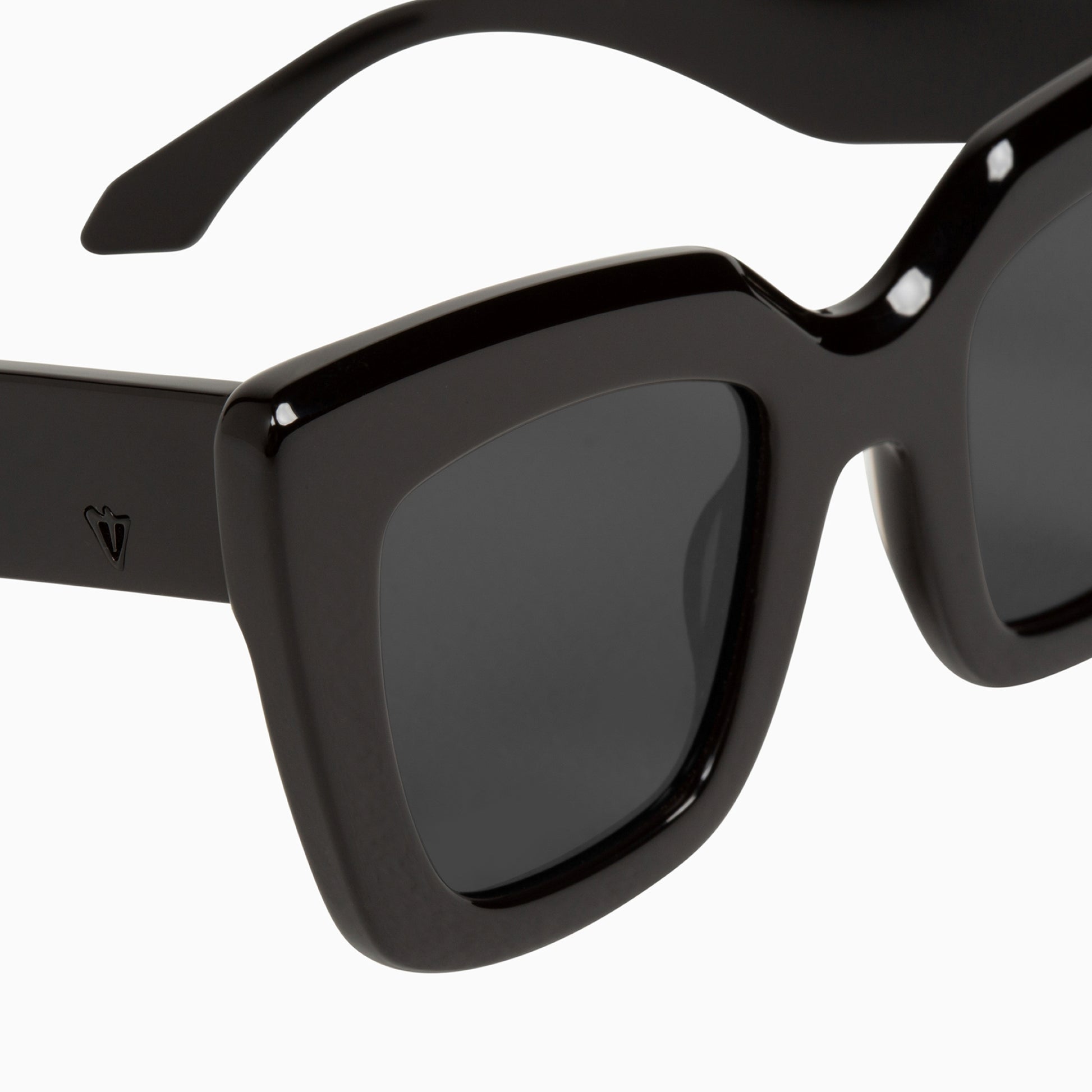 The Lullaby Club Brigada Sunglasses Gloss Black Close Up Front