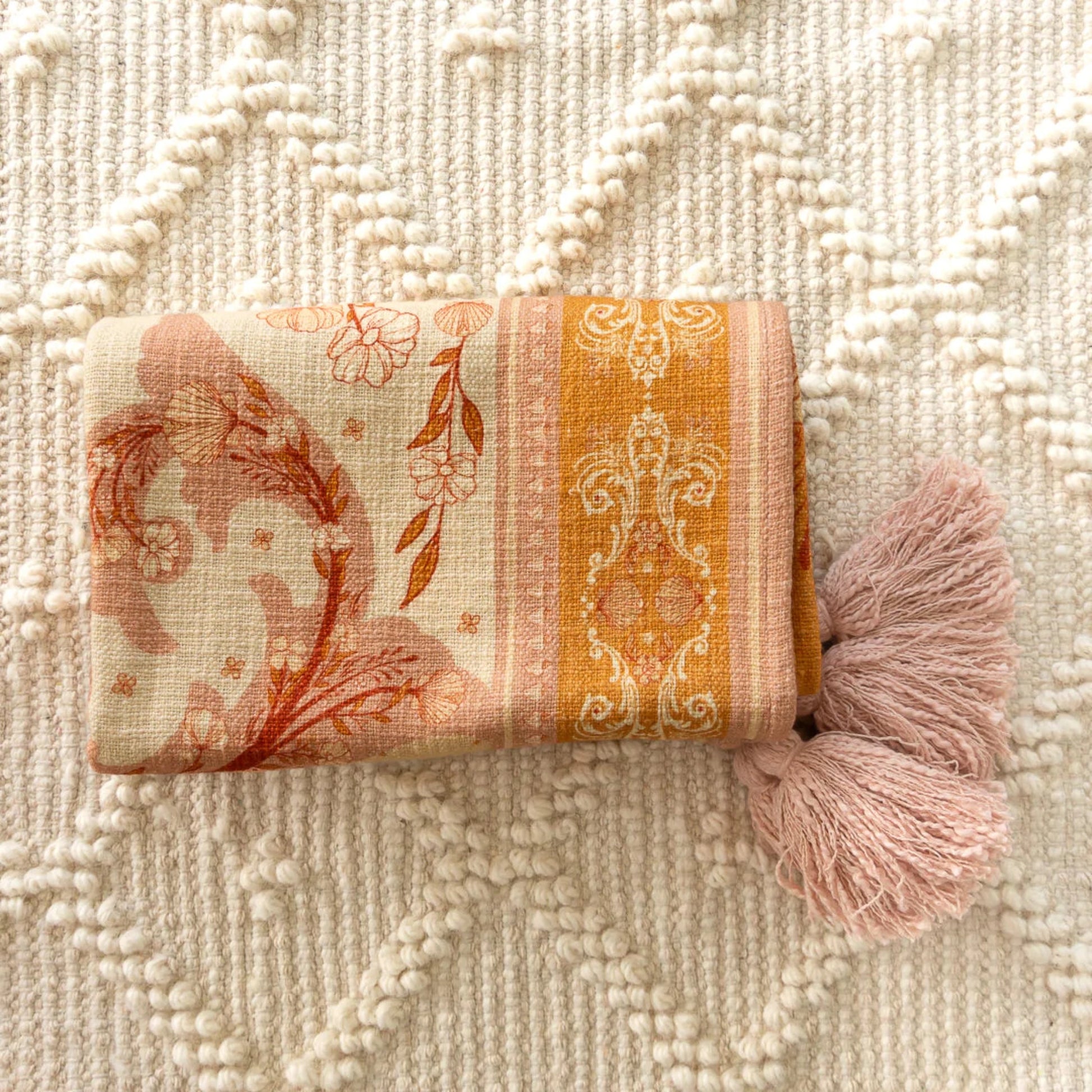 Kailani Oceania Throw Rug in Rose Pink & Golden Mustard