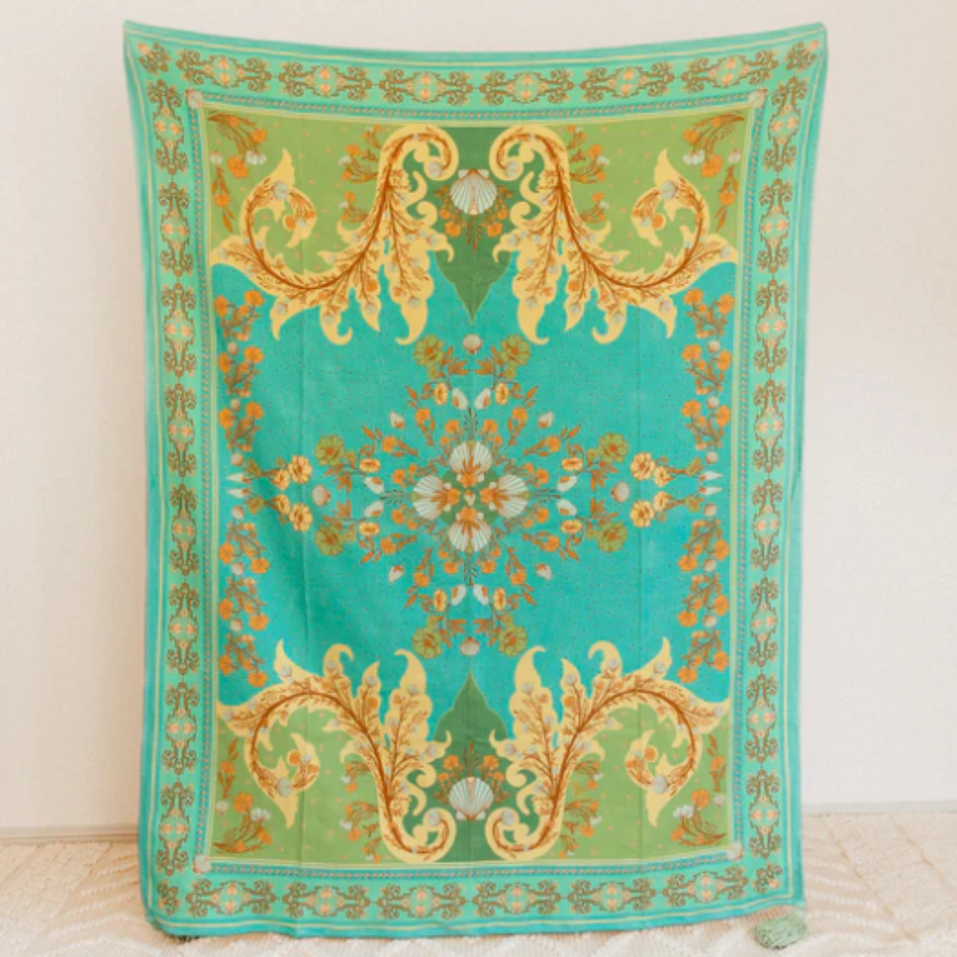 Kailani The Label Oceania Throw Rug in Summer Green & Sea Blue