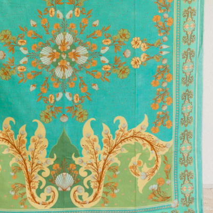 Kailani The Label Oceania Throw Rug in Summer Green & Sea BlueKailani The Label Oceania Throw Rug in Summer Green & Sea Blue close up