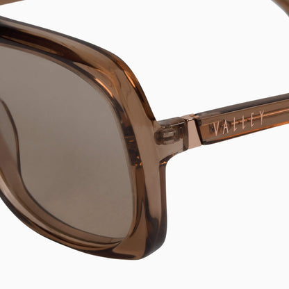 Valley Eye Wear Memoir - Mocha - Rose Gold Trim Polarised Sunglasses Close Up