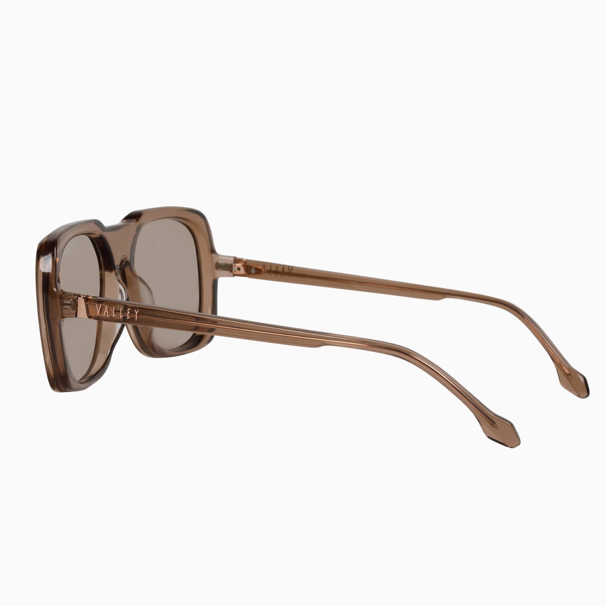Valley Eye Wear Memoir - Mocha - Rose Gold Trim Polarised Sunglasses Back View