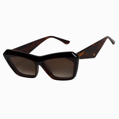 Valley Eye Wear Piaf - Tobacco Tort - Black Swarovski Crystals Gold Metal Trim Close Up