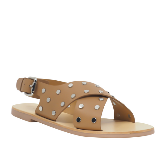 The Kyra sandal takes the classic slide shape and elevates it with a gladiator style leather strap. Finished with signature Sol Sana studded hardware and a high quality buckle fastener.