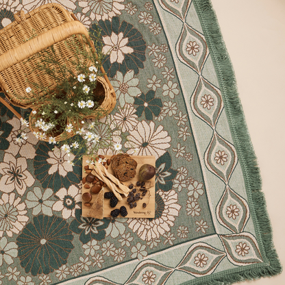 Wandering Folk Wandering Throw Peppermint Flat lay