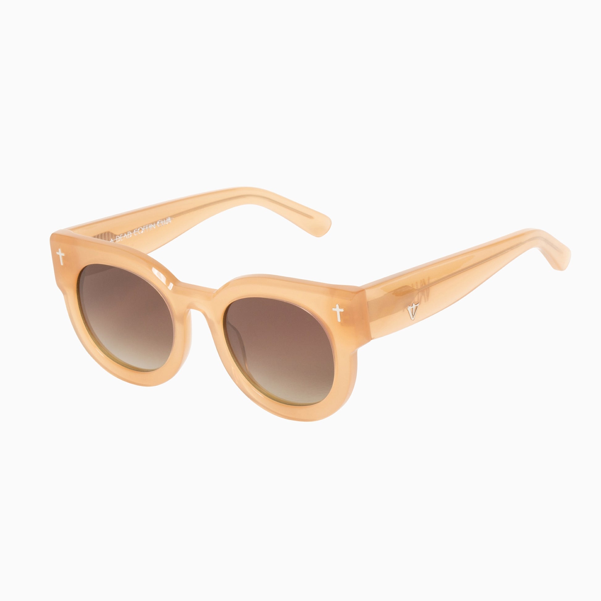 Valley A Dead Coffin Club Sunglasses peach with brown gradient lens front view